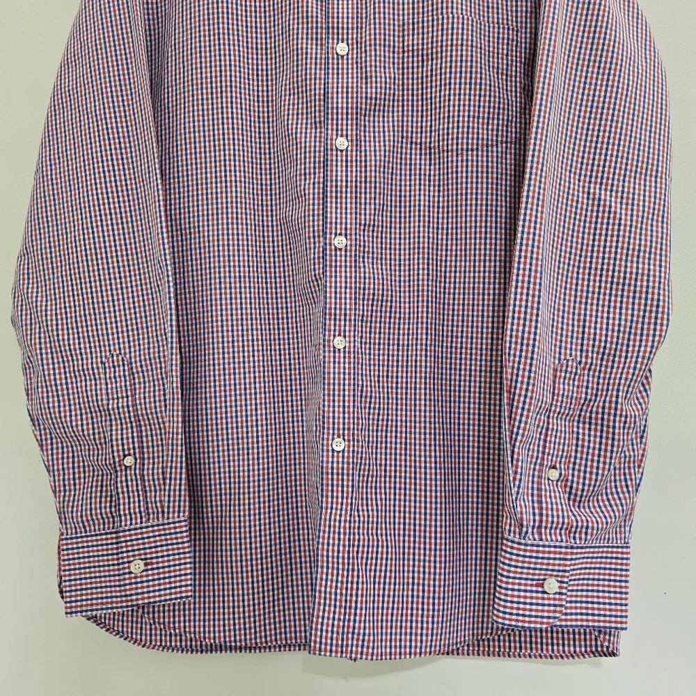 J. CREW size XL Thompson 80s 2 Ply‎ Plaid Wrinkle Free Button Down Dress Shirt
